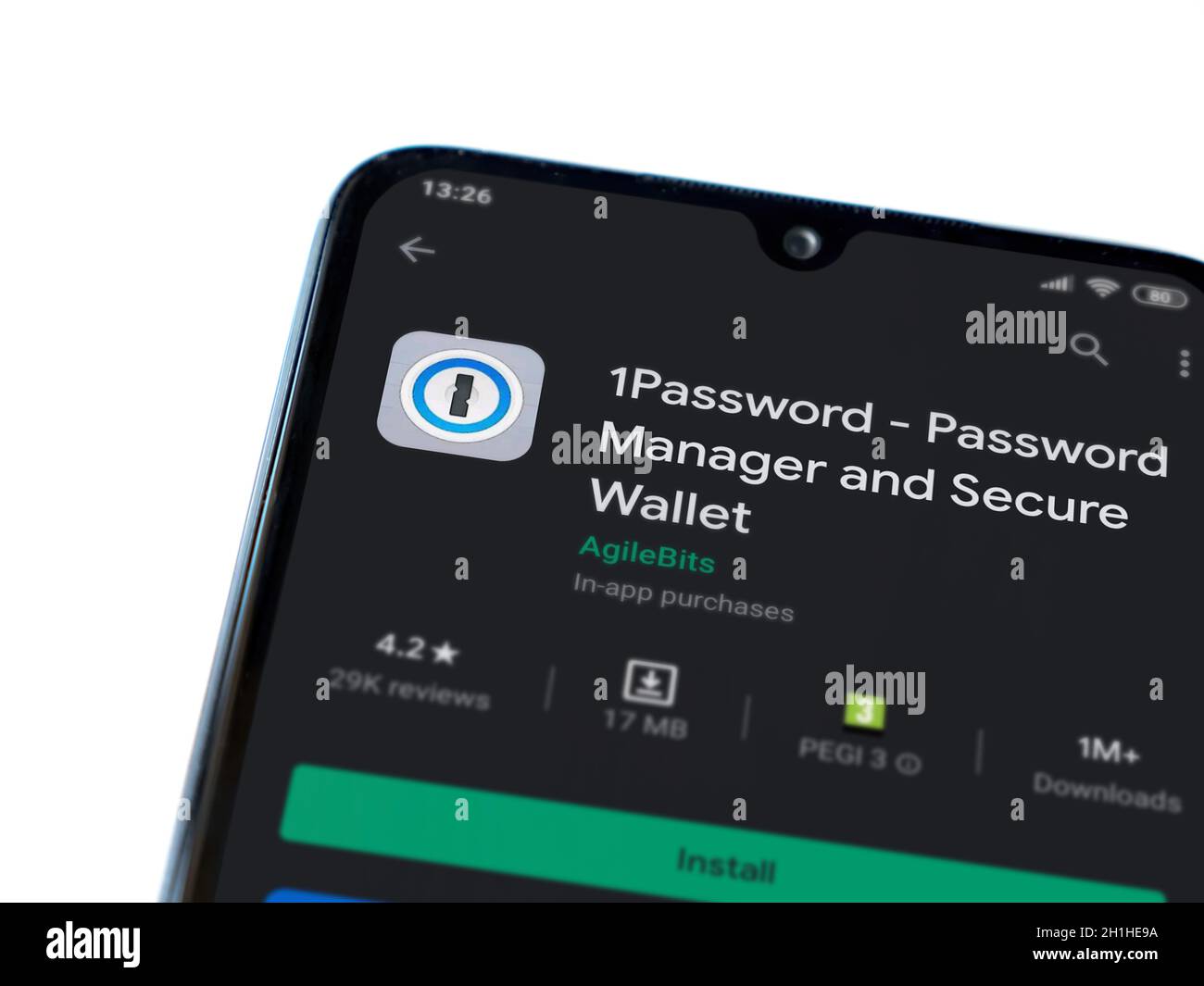 Lod, Israel - July 8, 2020: 1Password app play store page on the ...