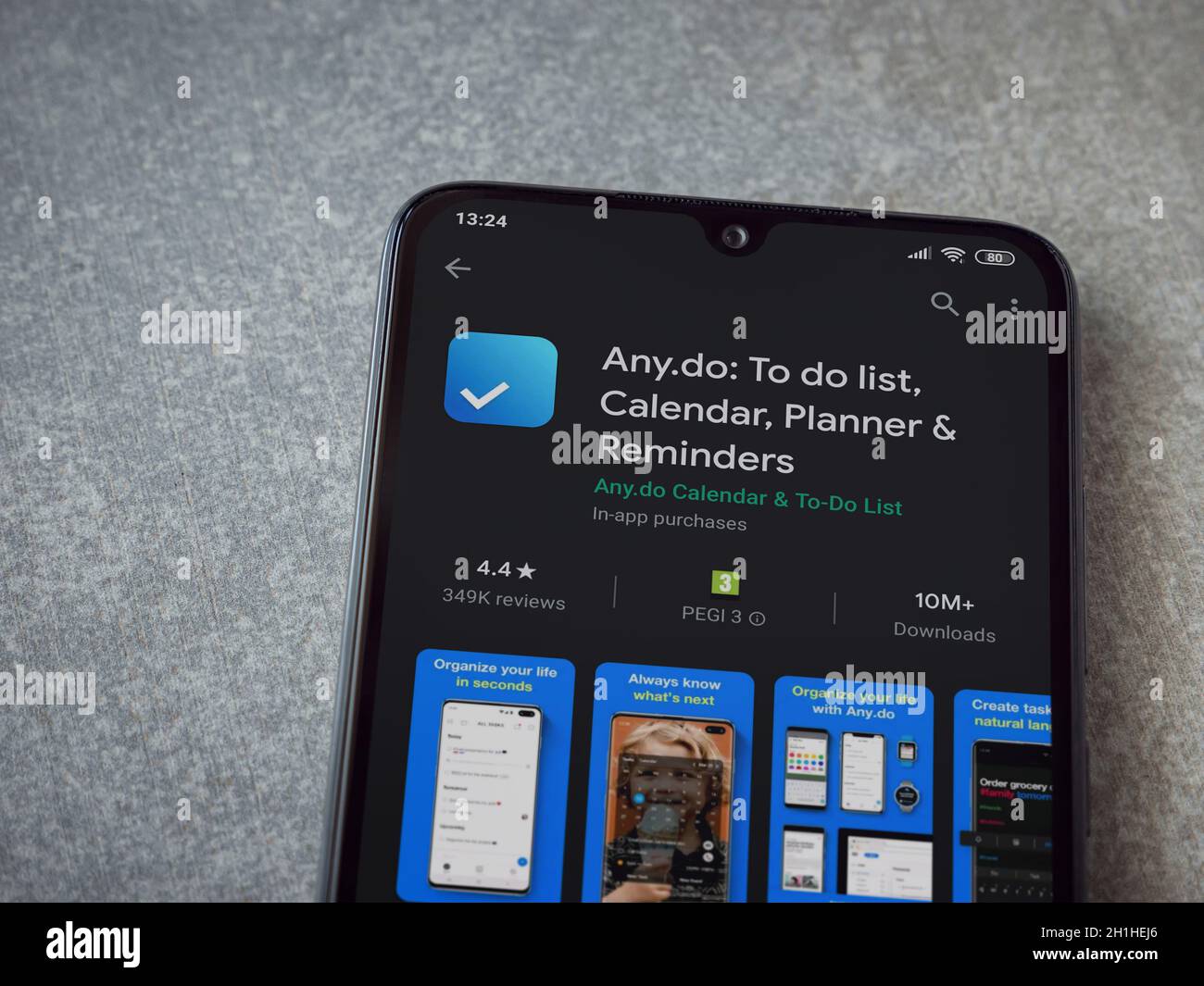 Lod, Israel - July 8, 2020: Any.Do app play store page on the display ...