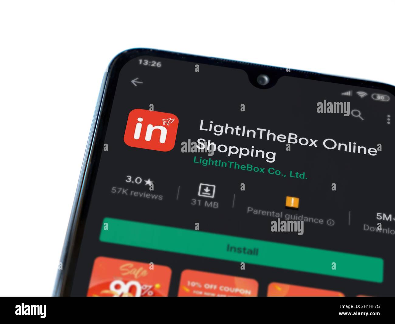 Lod, Israel July 8, 2020 Lightinthebox app play store page on the