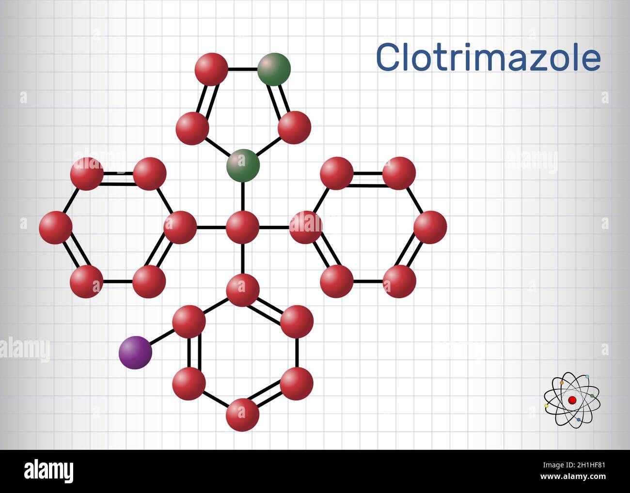 Clotrimazole drug molecule. It is imidazole antimycotic, antifungal