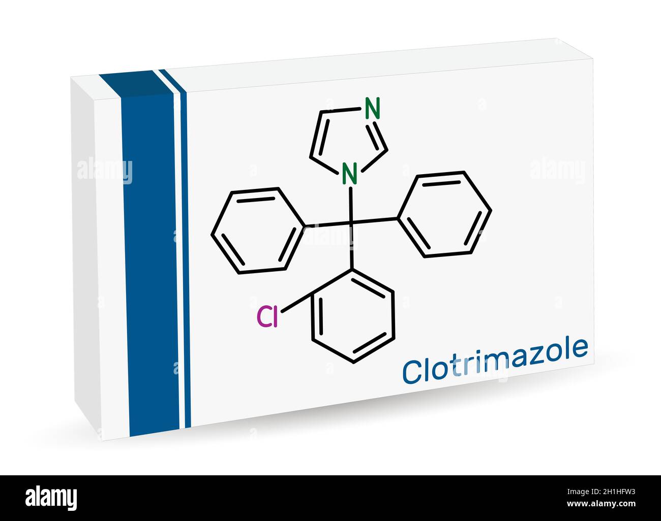 Clotrimazole drug molecule. It is imidazole antimycotic, antifungal