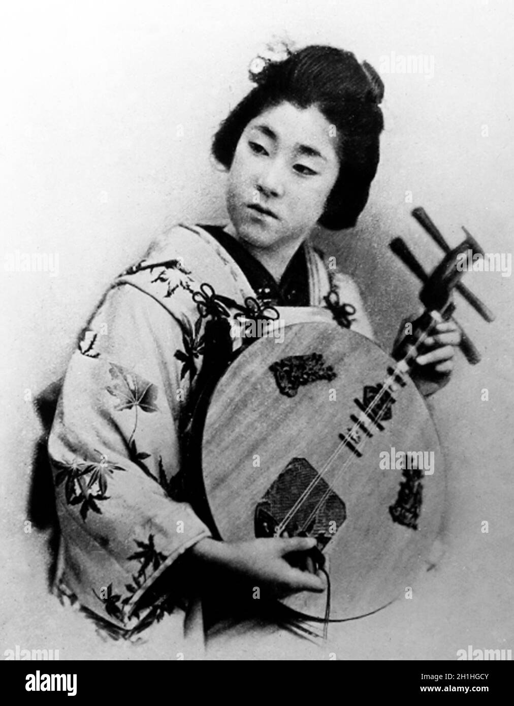 Traditional stringed instrument, Japan, early 1900s Stock Photo
