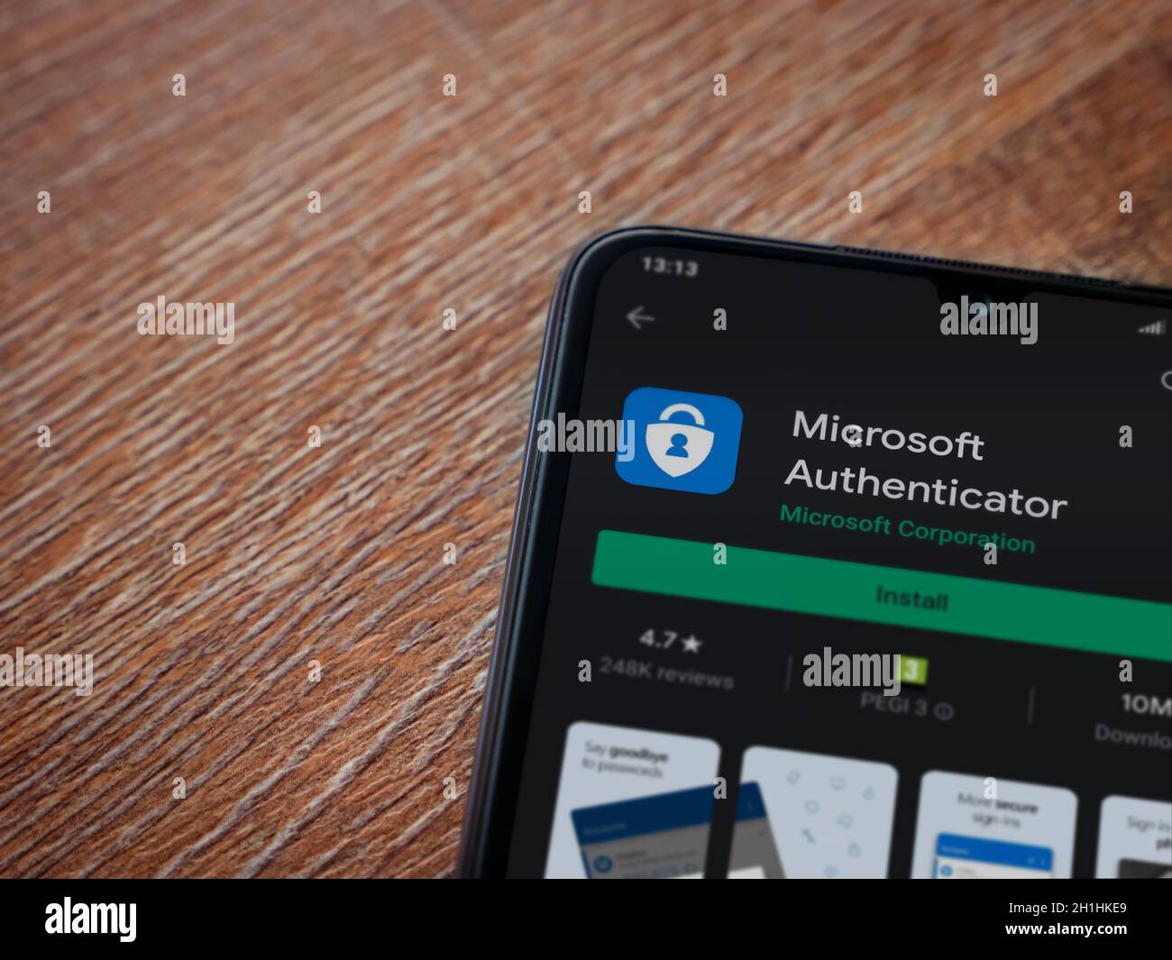 Lod, Israel - July 8, 2020: Microsoft Authenticator app play store page