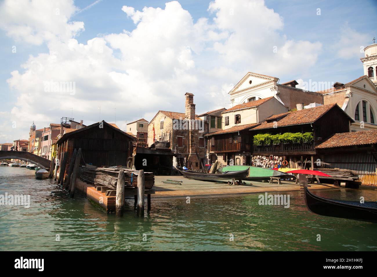 Last gondolas repairman. Venice landmark, Italy. Squero di san trovaso Stock Photo