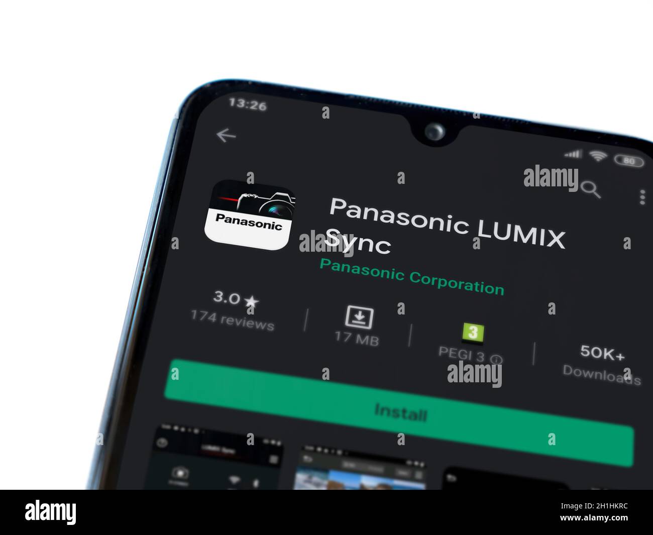 Lod, Israel July 8, 2020 Panasonic LUMIX Sync app play store page on