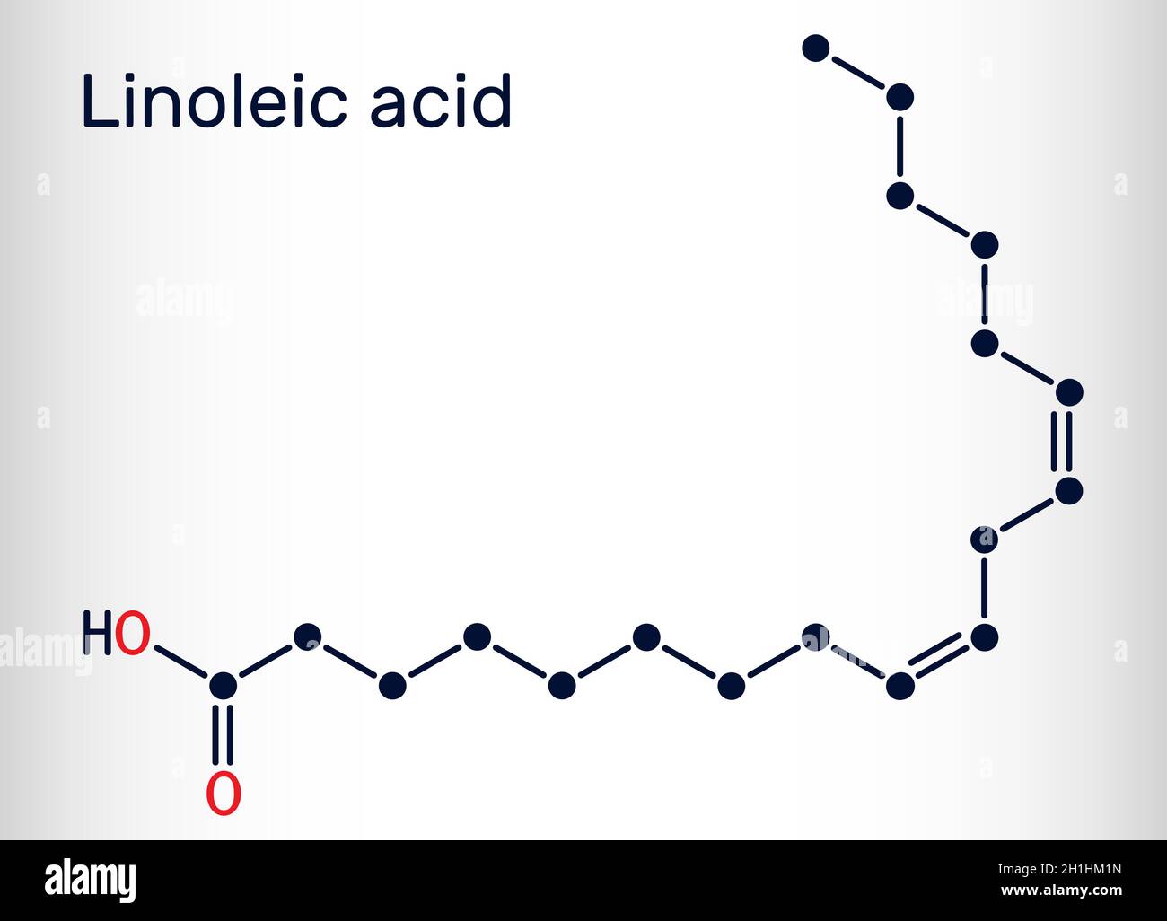 Linoleic acid, LA molecule. Omega6, polyunsaturated fatty acid