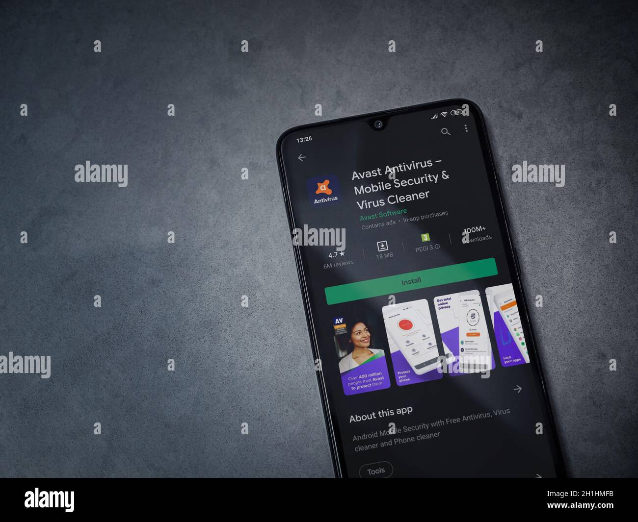 Lod, Israel - July 8, 2025: Avast Antivirus app play store page on the