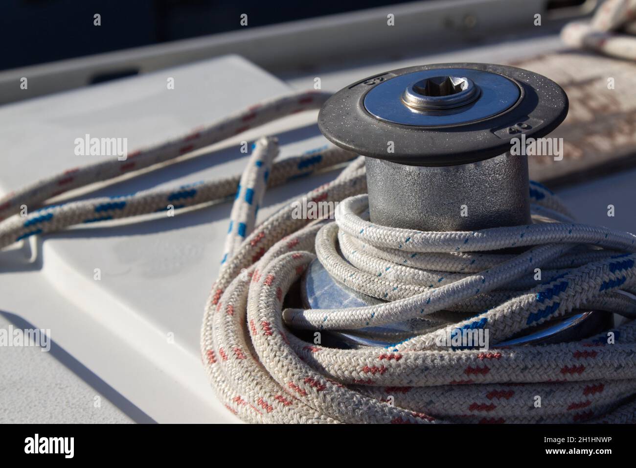 closeup of a sailboat winch. copyspace,book cover Stock Photo Alamy