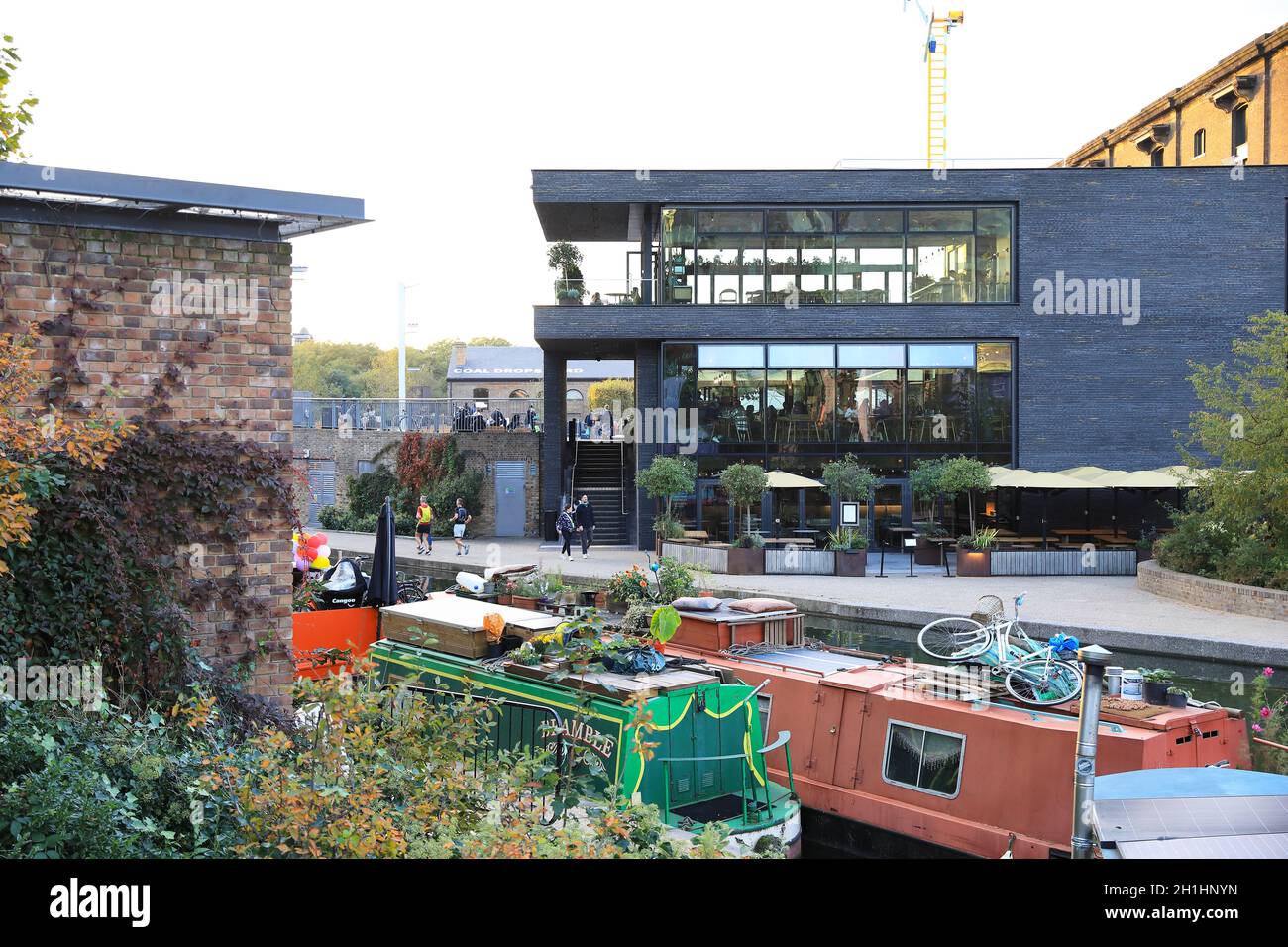 The Lighterman gastro bar on Granary Square by Regents Canal, in the