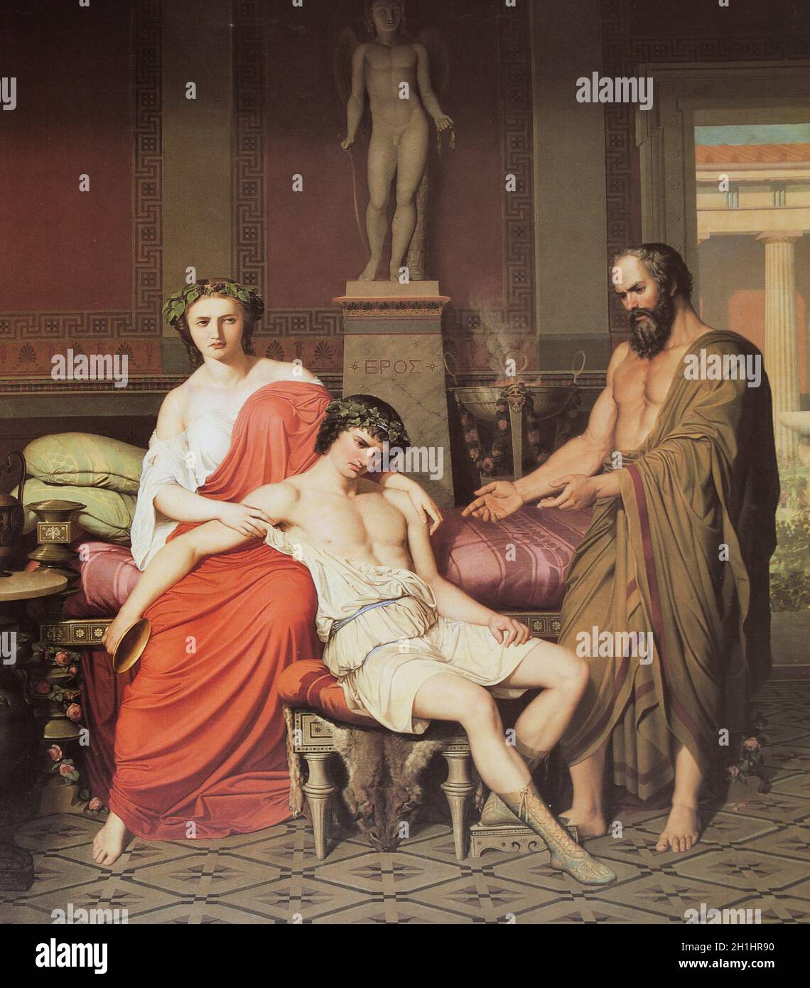 Socrates chiding Alcibiades in Home of a Courtesan. Painted by German Amores Hernandez in 1823. Museo del Prado, Madrid Stock Photo