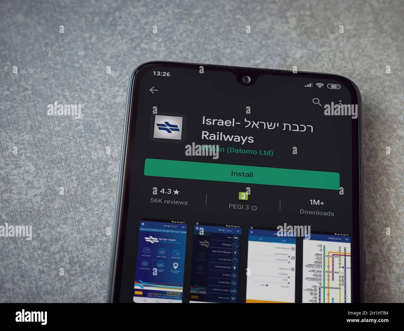 Israel App Store Lod, Israel - July 8, 2020: Israel Railways app play store page on the ...