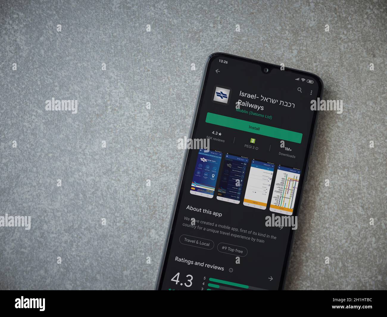 Israel App Store Lod, Israel - July 8, 2020: Israel Railways app play store page on the ...