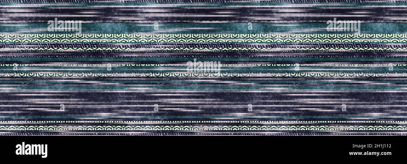 Seamless tribal ethnic stripe grungy border surface pattern design for ...