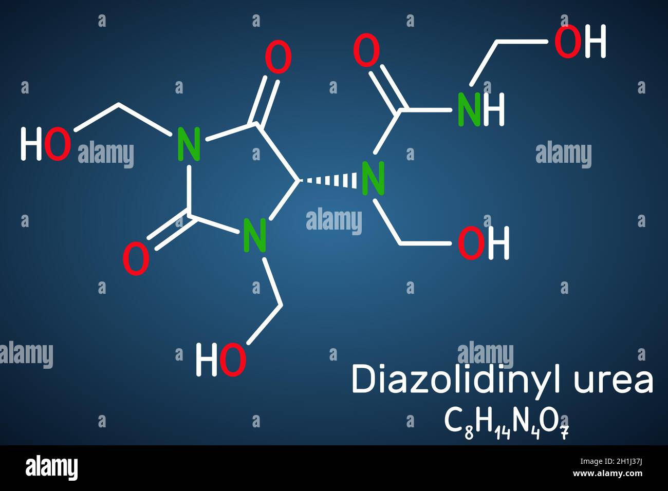 Diazolidinyl Urea Molecule It Is Antimicrobial Preservative Is Used In Many Cosmetics Structural Chemical Formula On The Dark Blue Background Vect Stock Vector Image Art Alamy