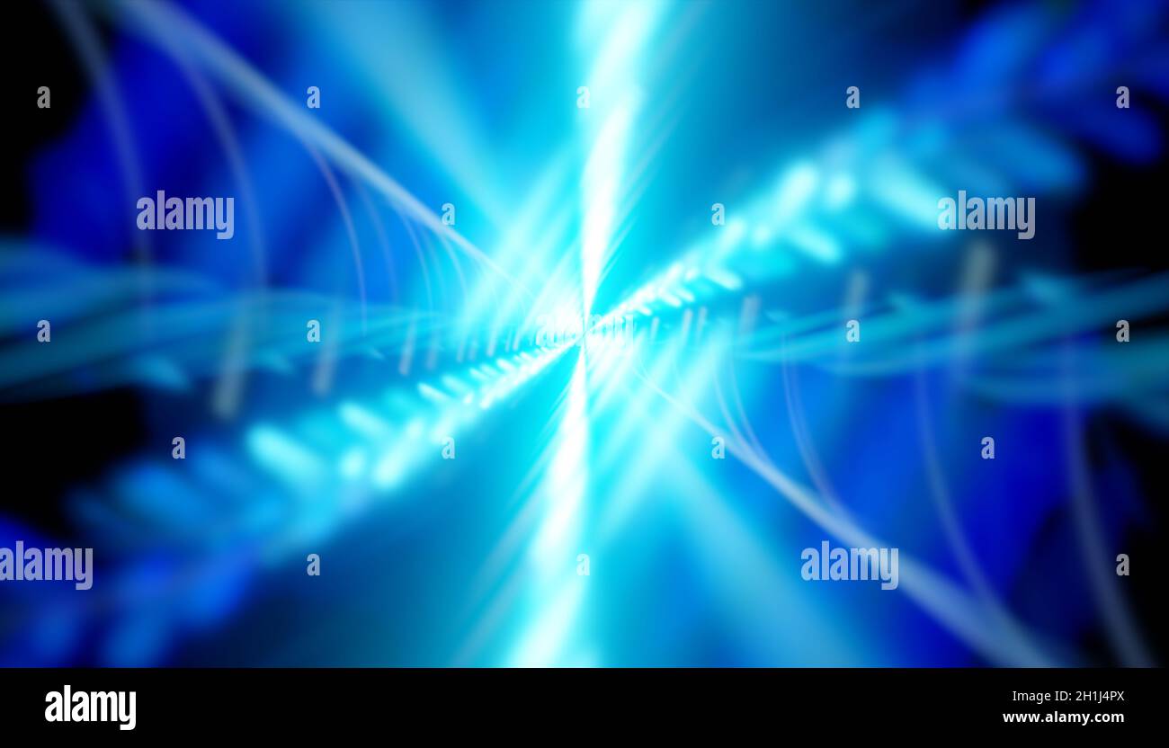 3d rendering of blue light rays and flashes as an abstract background ...