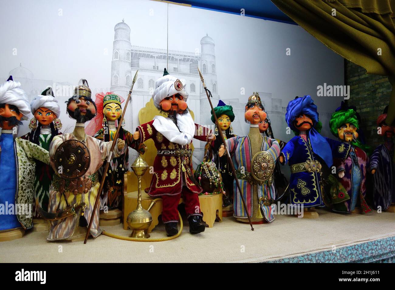 Traditional hand puppets, Bukhara, Buxoro, Uzbekistan, Central Asia Stock Photo