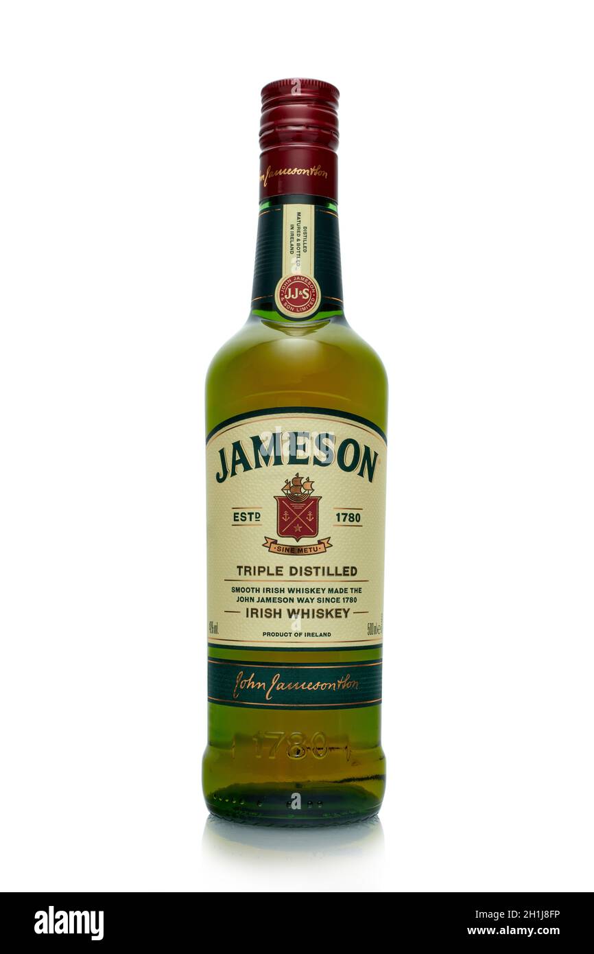 St.Petersburg, Russia - April 2020 - Bottle of Jameson triple distilled ...