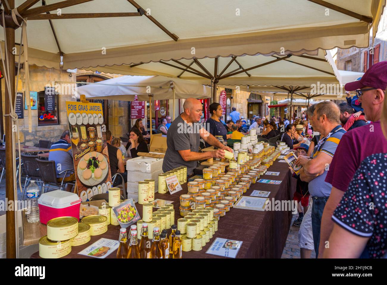 SarlatlaCaneda, France August 11, 2019 Market day. People looking