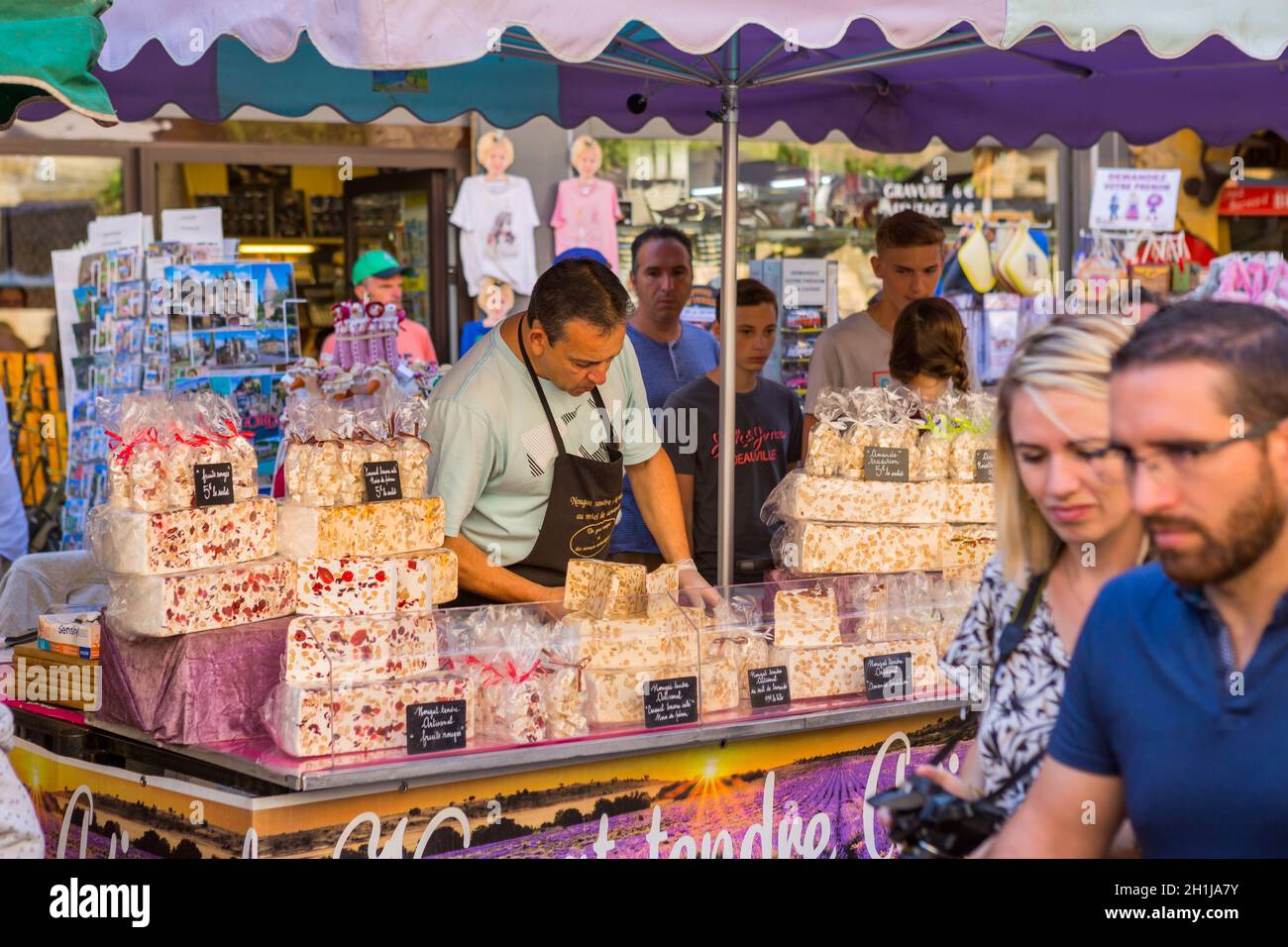SarlatlaCaneda, France August 11, 2019 Market day. People looking