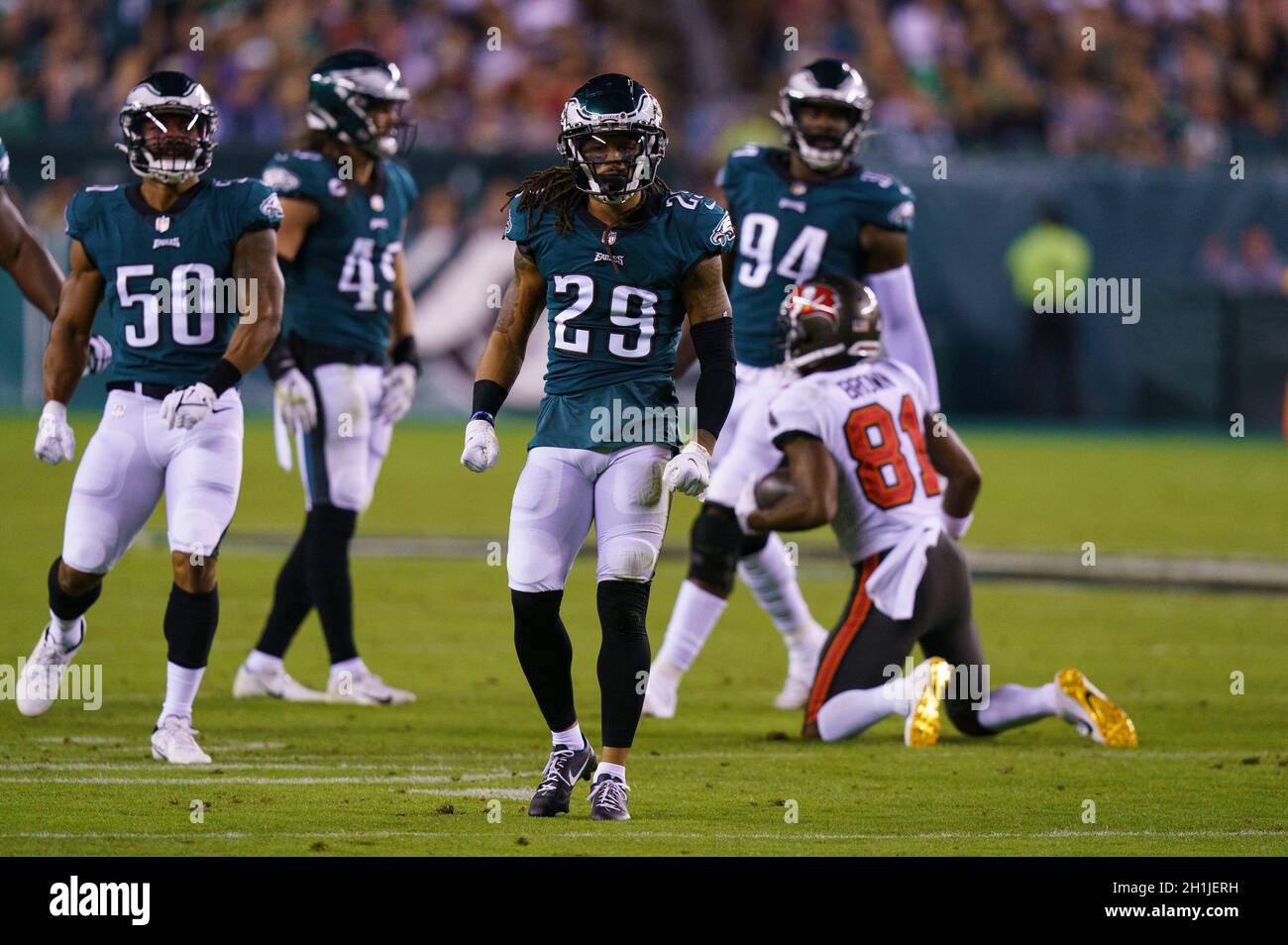 Philadelphia Eagles defensive back Avonte Maddox (29) lines up for the snap  during an NFL Football game against the Houston Texans on Thursday,  November 3, 2022, in Houston. (AP Photo/Matt Patterson Stock