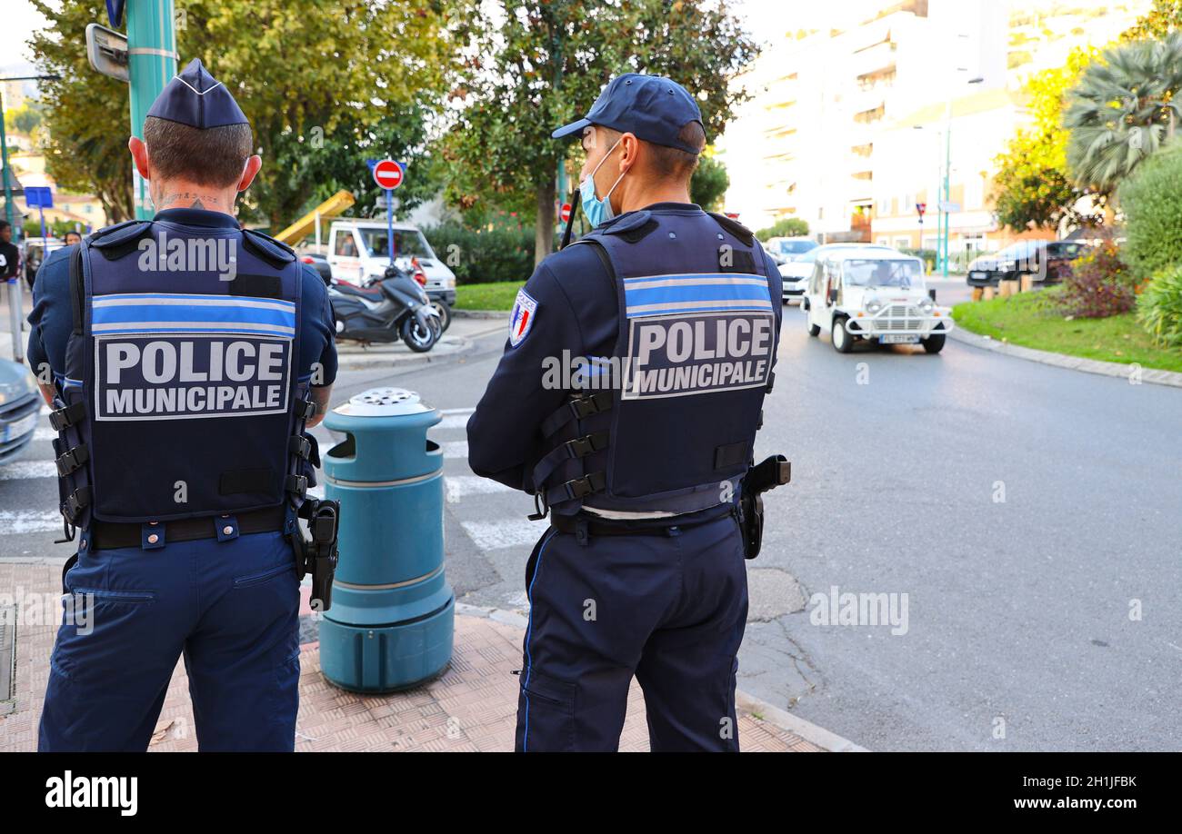 Menton, France - October 18, 2021: Police controls Traffic Speed and ...