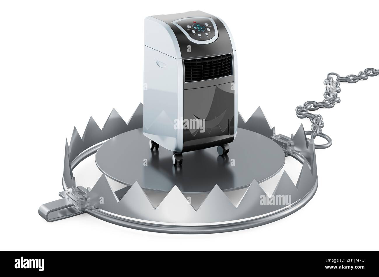 Bear Trap with portable air conditioner, 3D rendering isolated on white ...