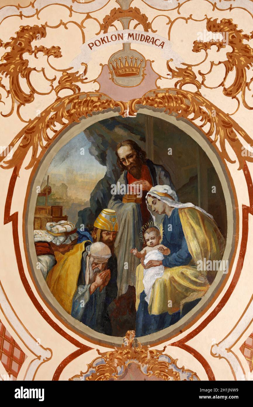 Nativity Scene, Adoration of the Magi Stock Photo - Alamy