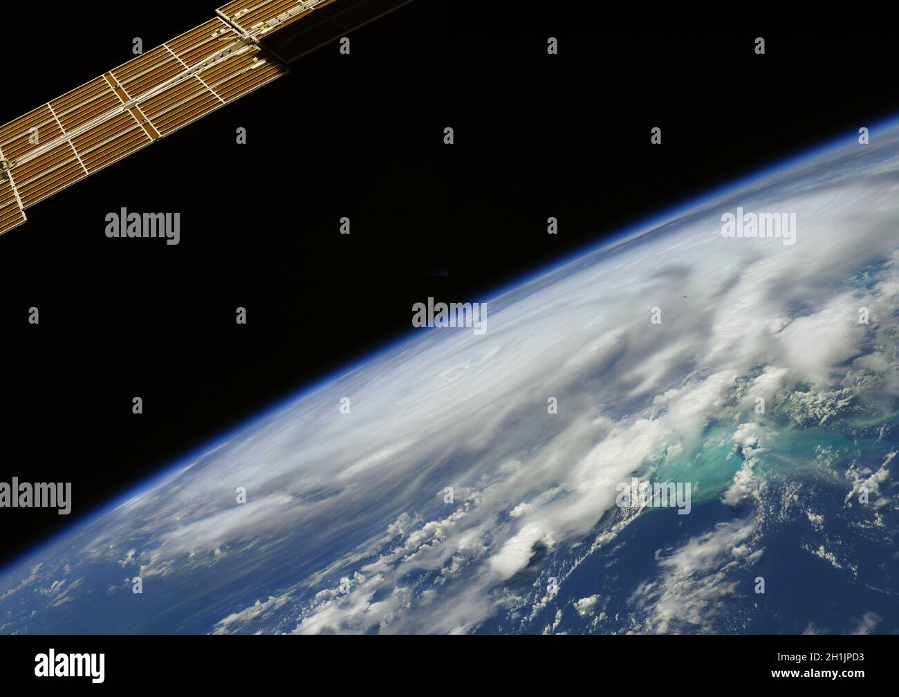 ÊA view of Earth from the International Space Station:  Flying over the eye of a storm. Ê An optimised and digitally enhanced version of a NASA/ ESA image. Mandatory Credit: NASA/ESA/T. Pesquet. NB: Usage restrictions: Not to be presented as an endorsement. Stock Photo