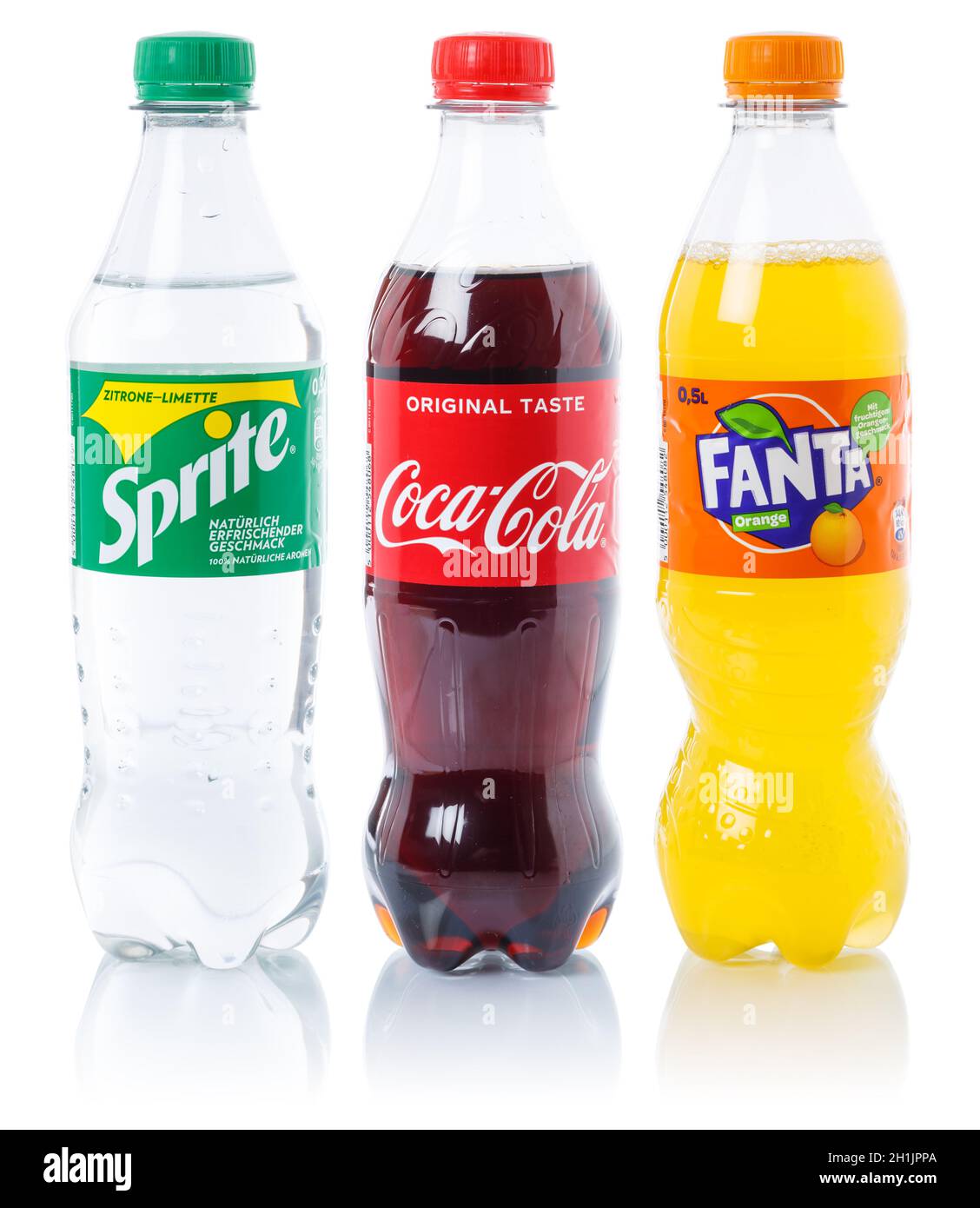 Stuttgart, Germany - August 29, 2021: Coca Cola Coca-Cola Fanta Sprite  products lemonade drinks in plastic bottles isolated on a white background  in S Stock Photo - Alamy