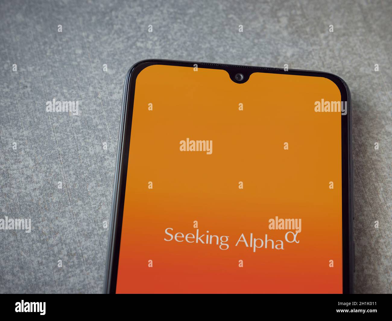 Lod, Israel - July 8, 2020: Seeking Alpha app launch screen with logo on  the display of a black mobile smartphone on ceramic stone background. Top  vie Stock Photo - Alamy