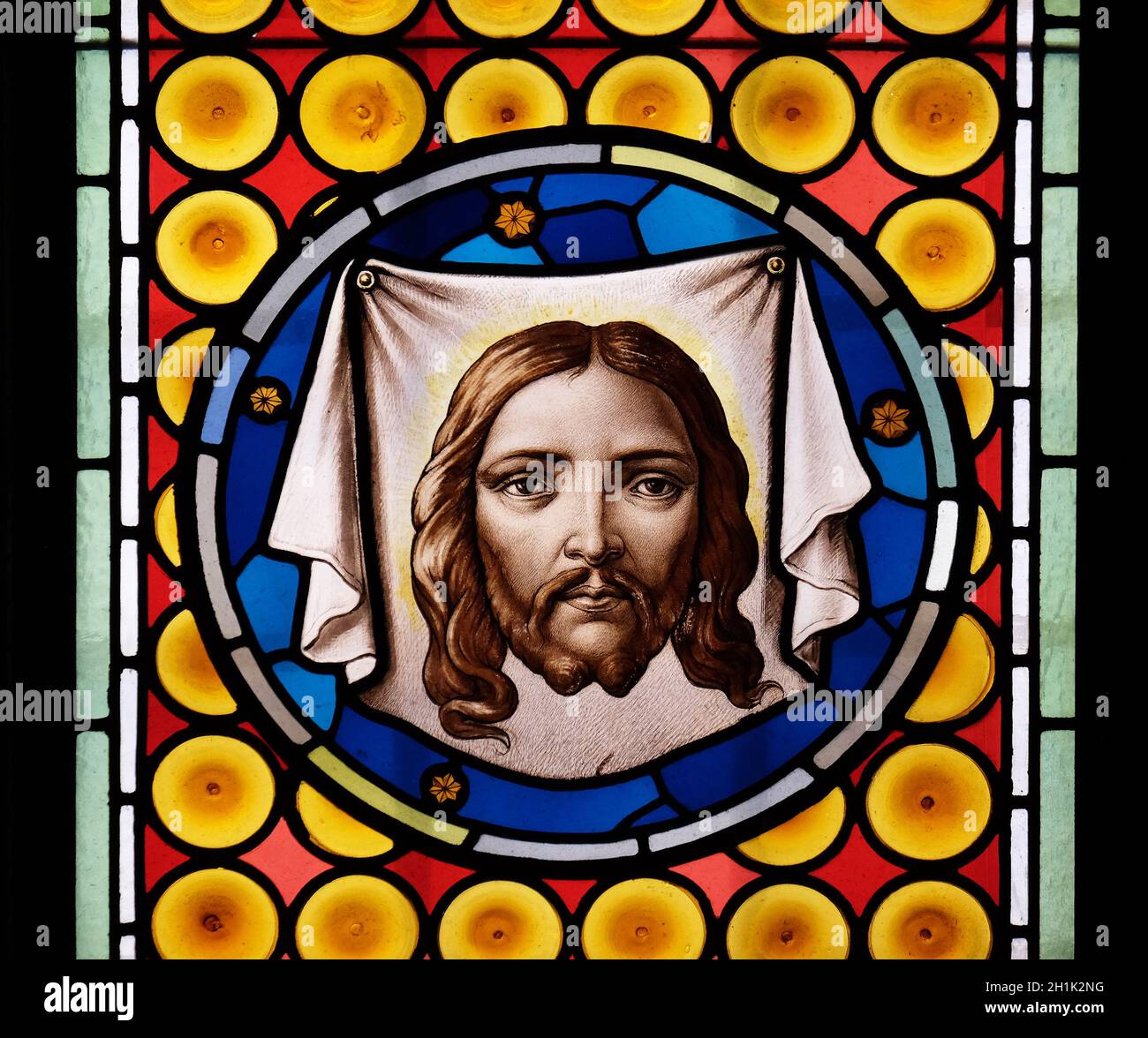 Veil of Veronica stained glass window in Basilica of Saint Sylvester ...