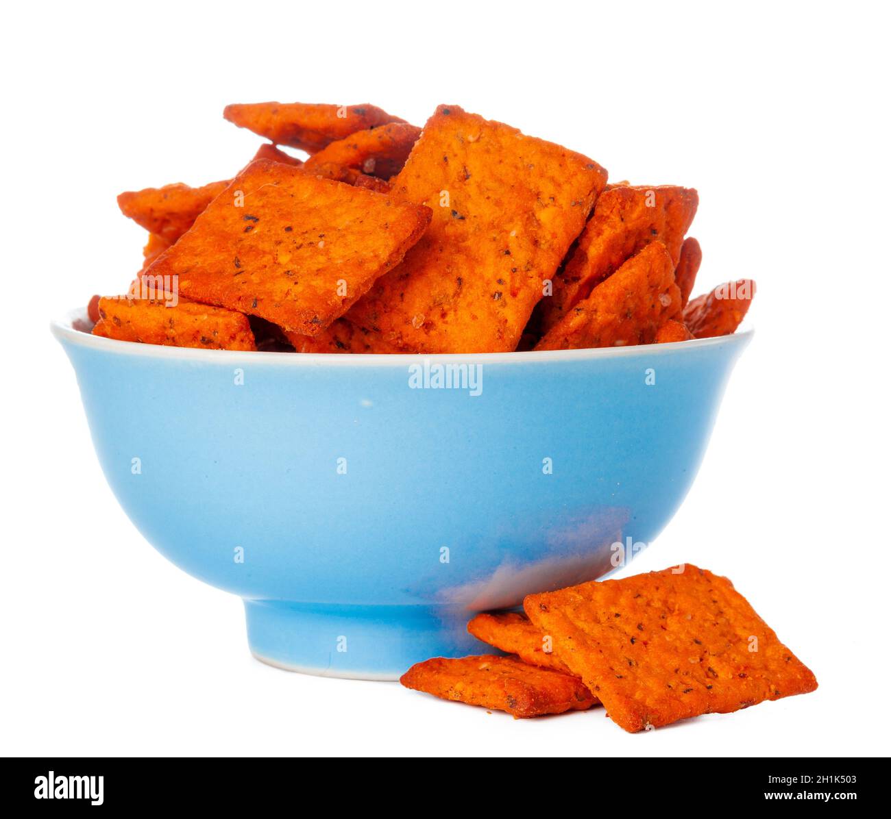 Dried bread crisps isolated on white background Stock Photo