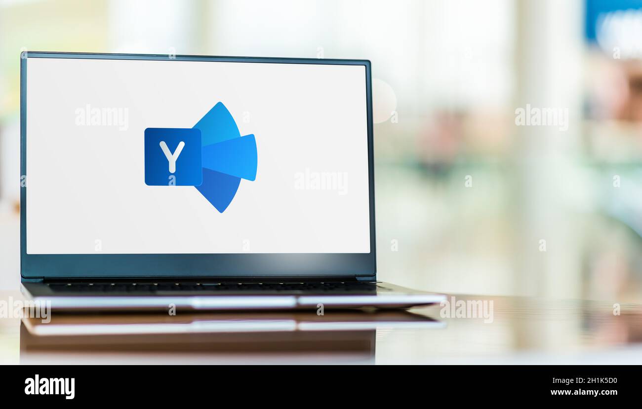 POZNAN, POL - SEP 23, 2020: Laptop computer displaying logo of Yammer ...