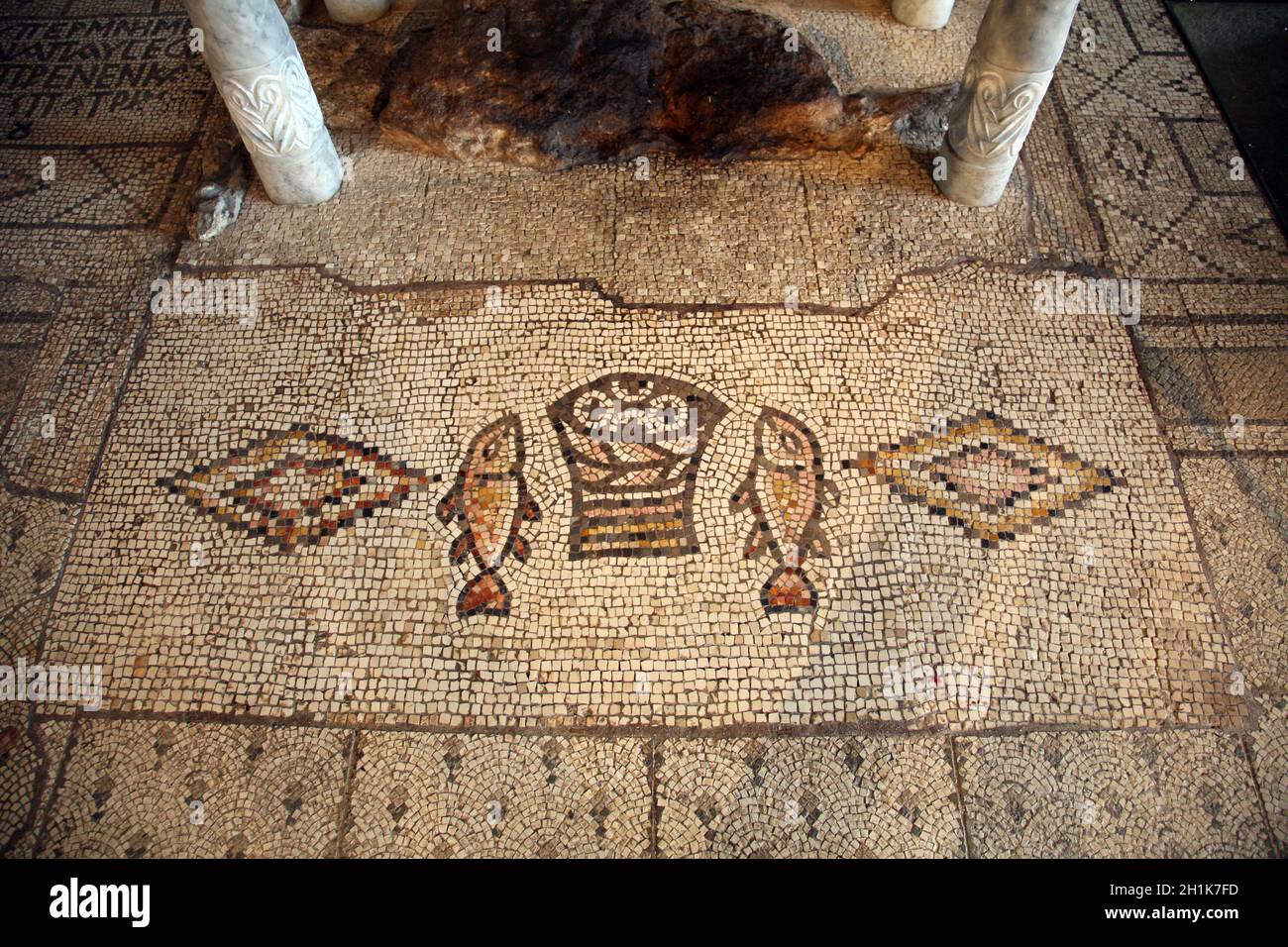 Mosaic of the loaves and the fishes hires stock photography and images