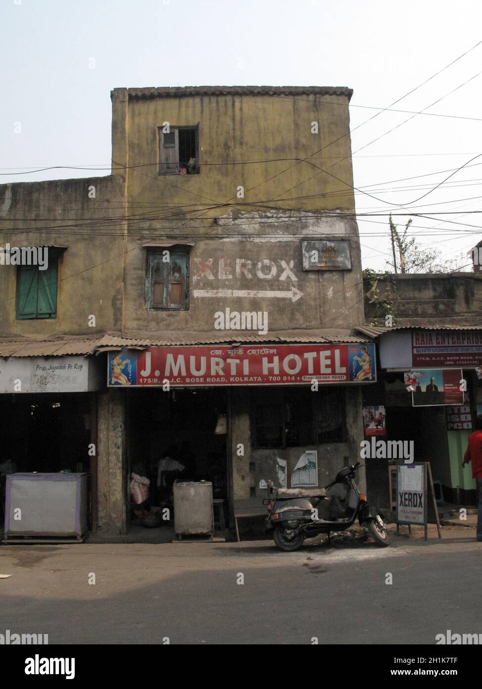 Streets of Kolkata. J. Murti Hotel. Stock Photo