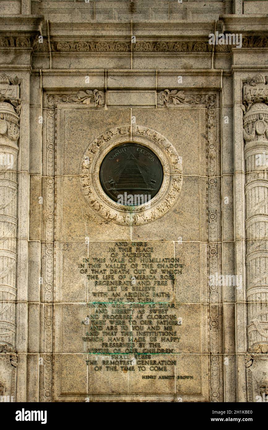 A Quote From Henry Armitt Brown's 1878 Oration at Valley Forge on the  Inside of the National Memorial Arch Stock Photo - Alamy, image size:866x1390