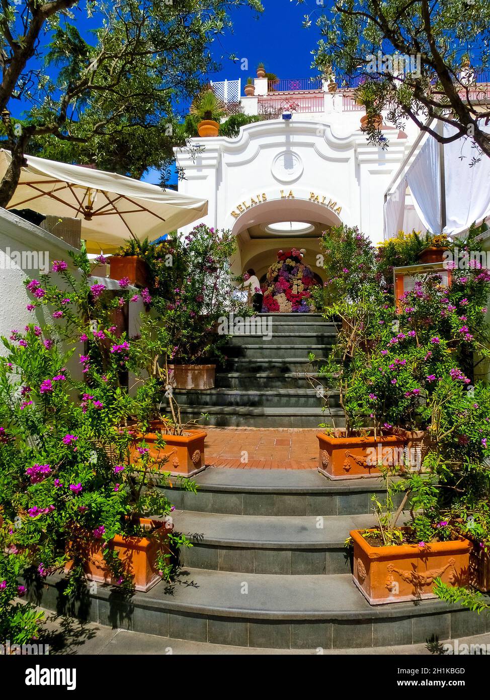 Capri, Italy - May 04, 2014: The main entrance at Hotel La Palma in old center of Capri, Italy on May 04, 2014 Stock Photo
