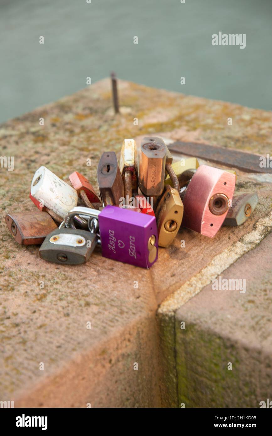 love locks at Heidelberg, Germany Stock Photo