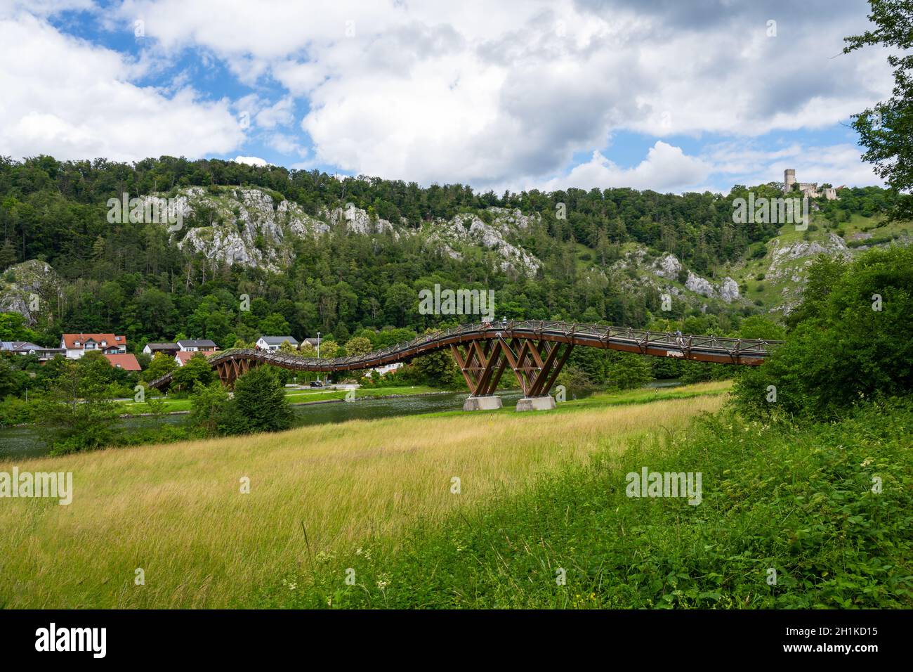 Essinge Bridge Essing wooden bridge hi-res stock photography and images - Alamy