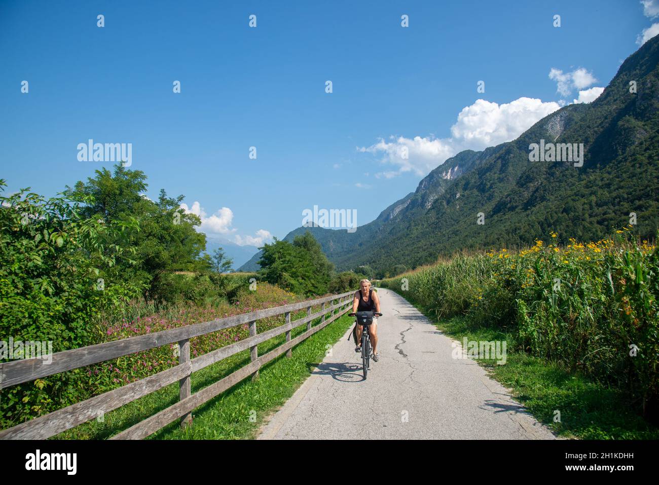 cycling in Dolomiti, Italy Stock Photo