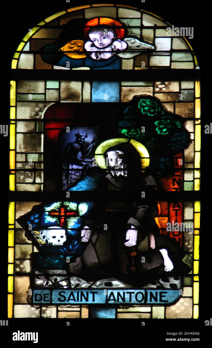 Saint Anthony the Great, stained glass window in Eglise SaintEustache
