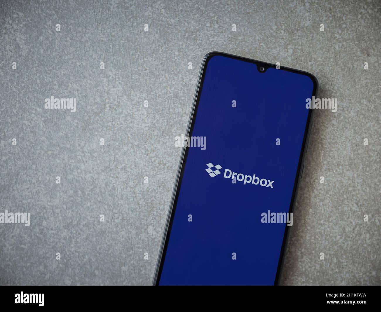 Lod, Israel - July 8, 2020: Dropbox app launch screen with logo on the ...