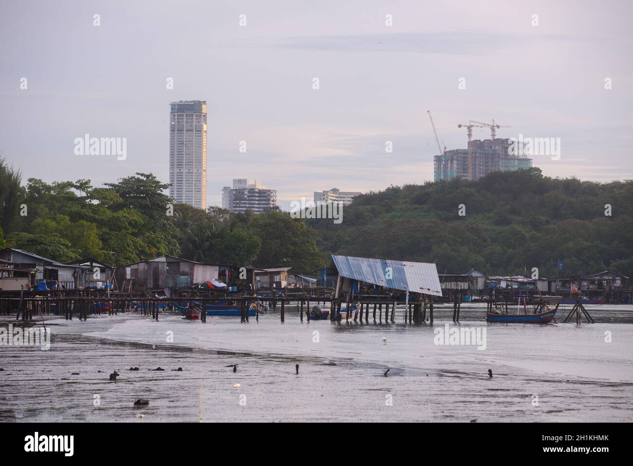 KOMTAR building view from Jelutong jetty. Stock Photo