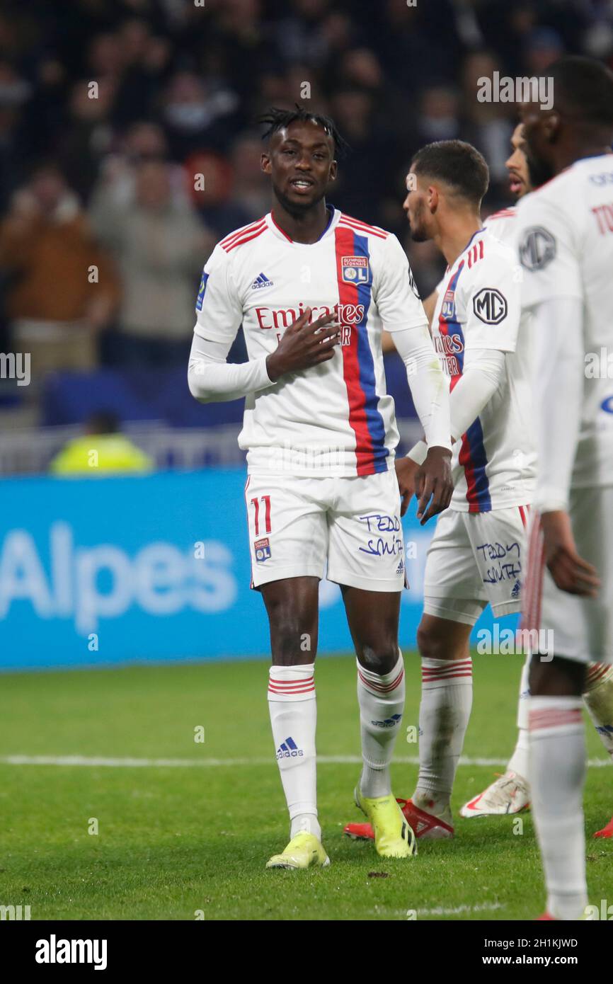 Tino KADEWERE of Lyon during the French championship Ligue 1 football match  between Olympique Lyonnais and AS Monaco on October 16, 2021 at Groupama  stadium in Decines-Charpieu near Lyon, France - Photo