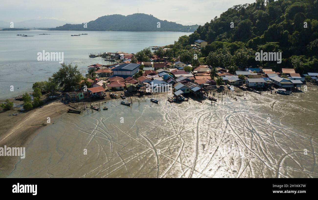 Aerial view Pulau Aman fishing village at Penang Stock Photo Alamy