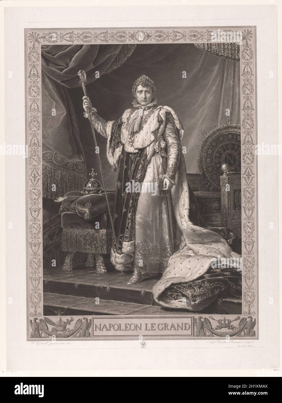 Portret van Napoleon I Bonaparte, keizer der Fransen, Auguste Gaspard Louis Desnoyers, after François Gérard, 1808 Stock Photo