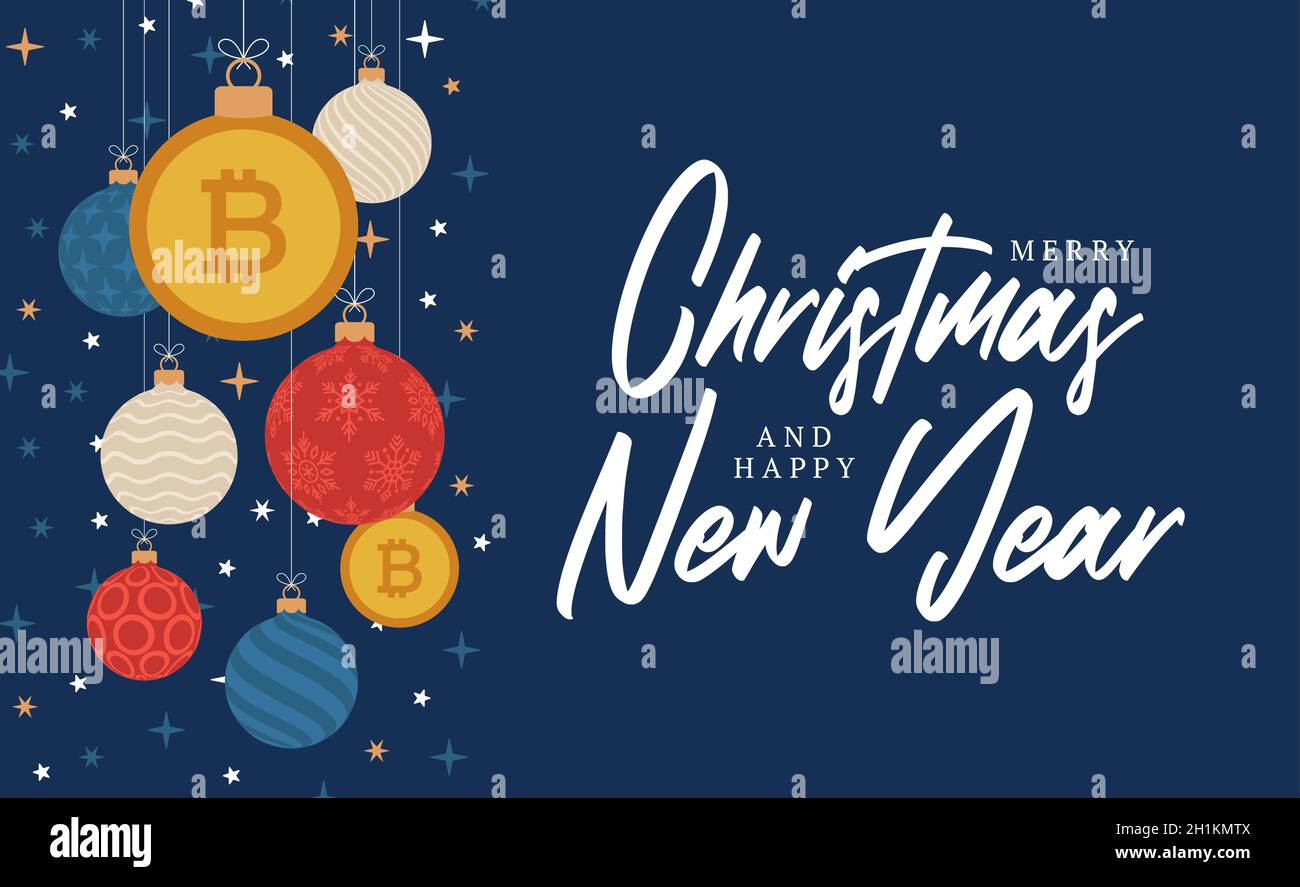Merry Christmas bitcoin symbol banner. bitcoin sign as christmas bauble  ball hanging greeting card. Vector image for xmas, finance, new years day,  ban Stock Vector Image & Art - Alamy