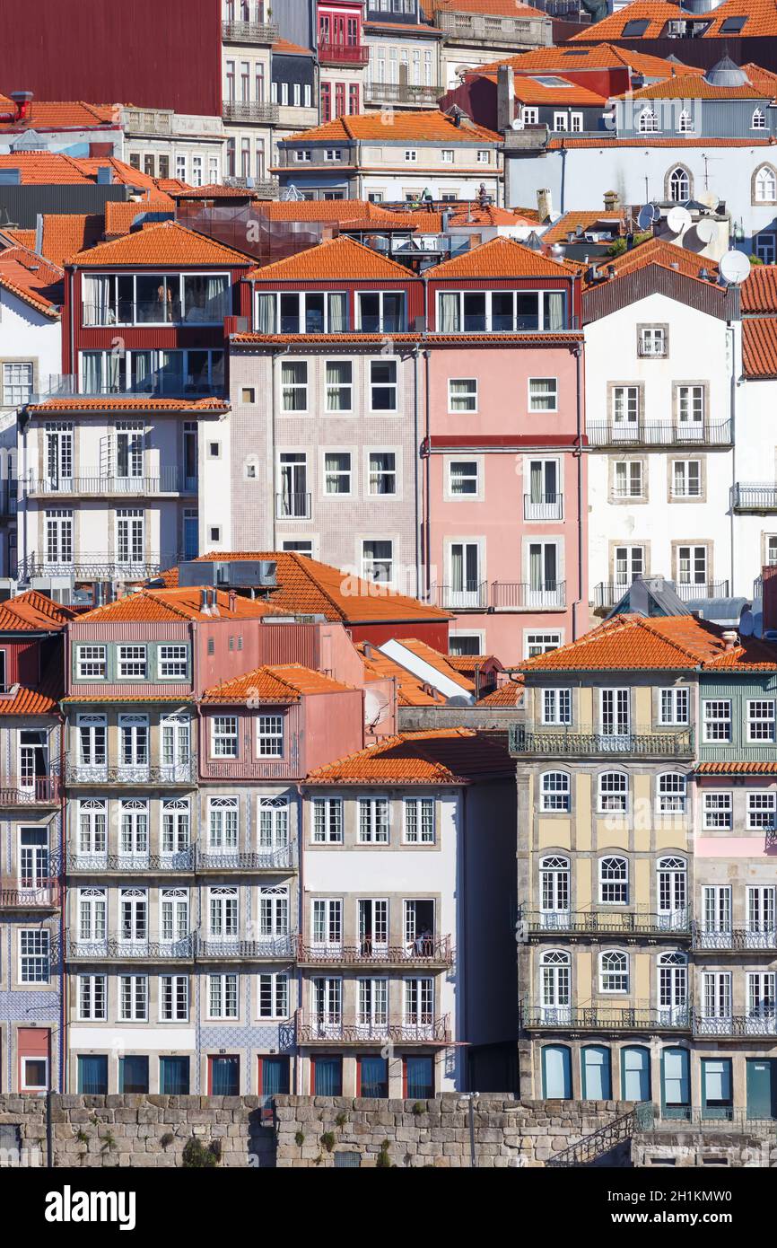 Porto Portugal old town buildings World Heritage travel portrait format traveling Stock Photo