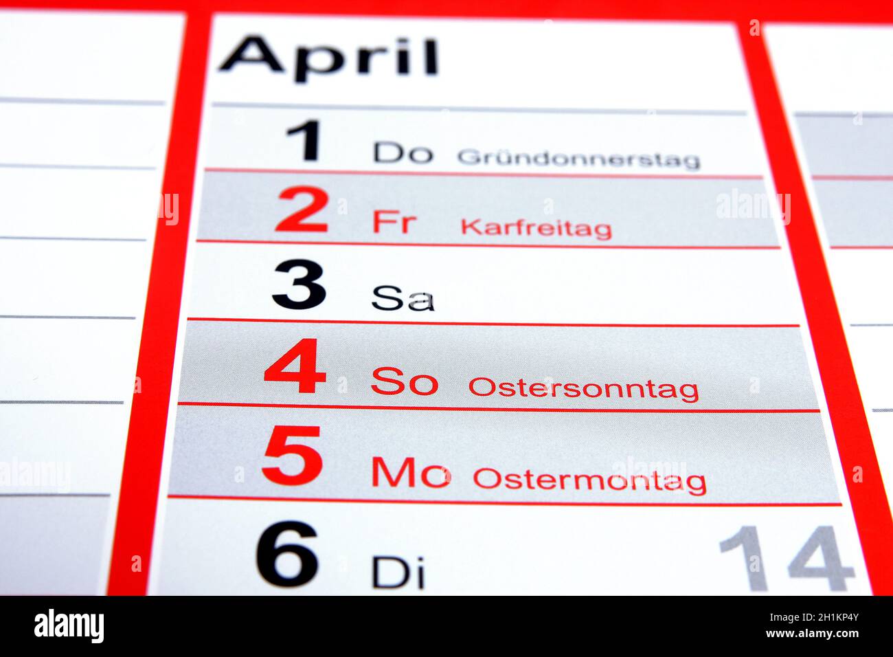Gründonnerstag, Karfreitag, Ostersonntag, Ostermontag Stock Photo