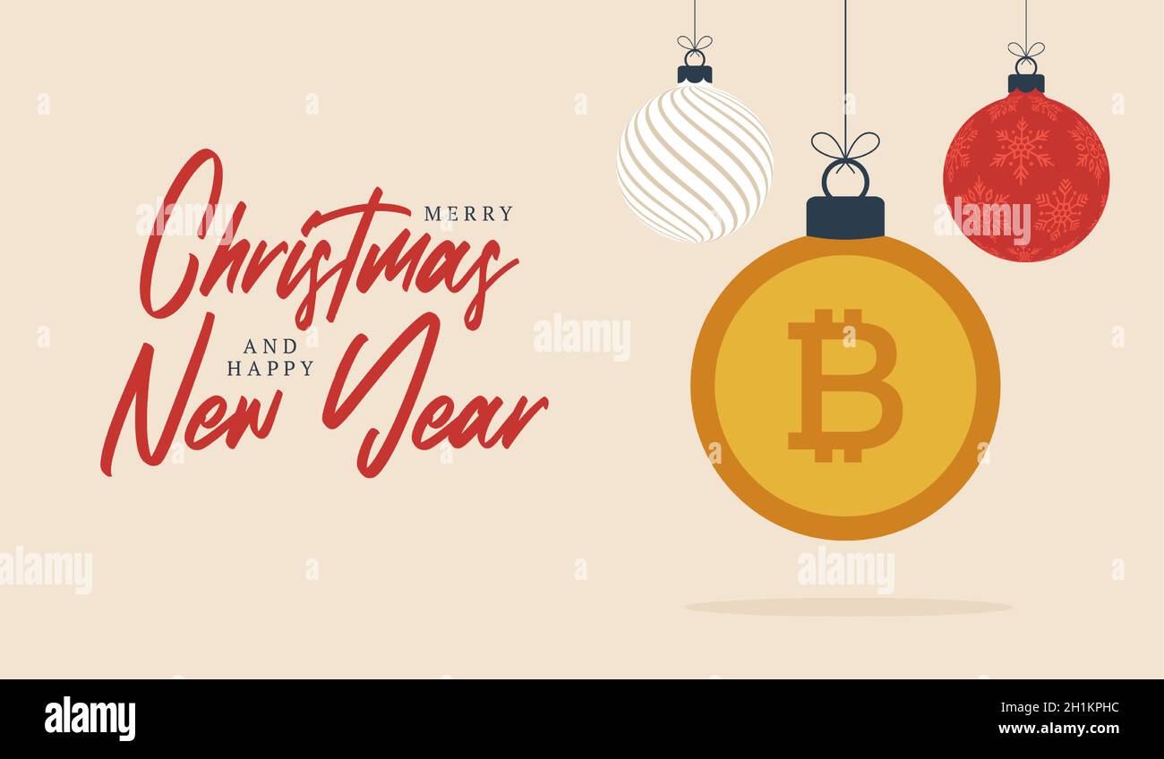 Merry Christmas bitcoin symbol banner. bitcoin sign as christmas bauble  ball hanging greeting card. Vector image for xmas, finance, new years day,  ban Stock Vector Image & Art - Alamy